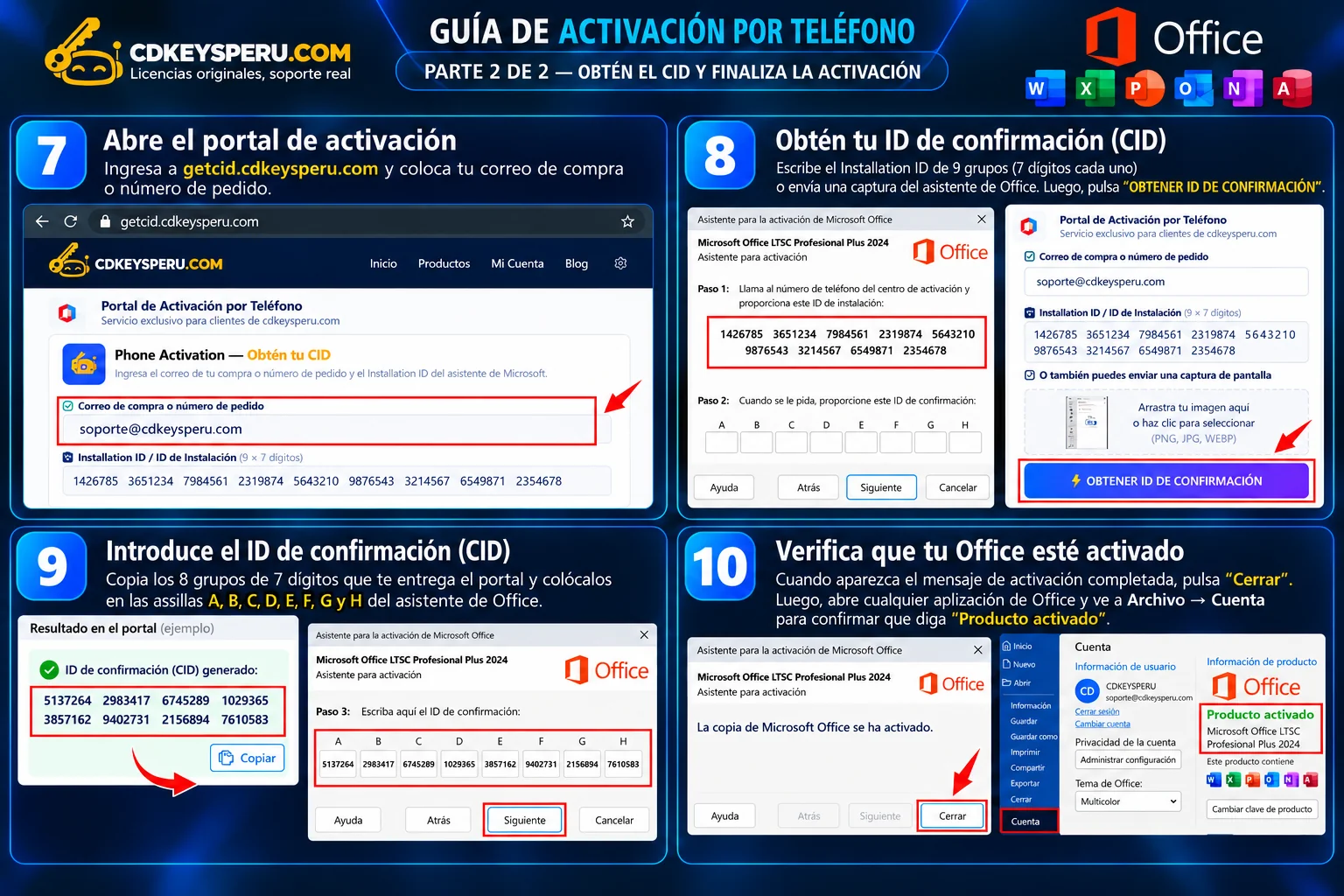 Guía de Activación Telefónica Office Parte 2 - Canjear CID y Activar
