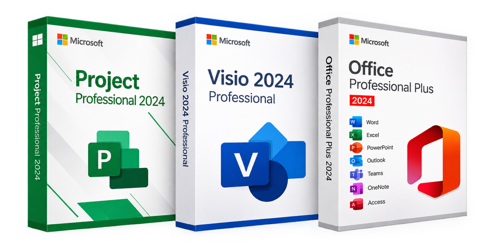 Trío Office 2024 LTSC Project Professional 2024 y Visio Professional 2024 en Perú